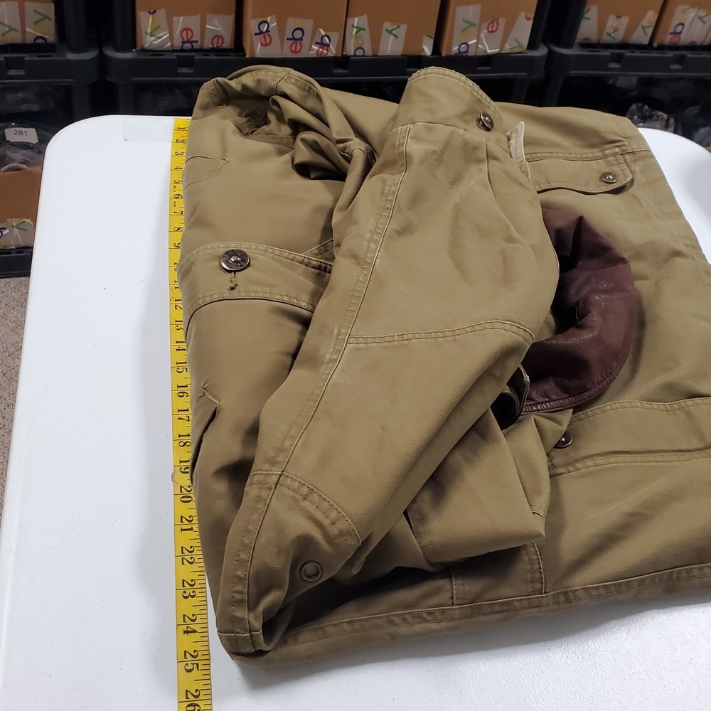 Timberland Mens Vintage Military Field Barn Jacket Size M Canvas Leather Collar - Picture 6 of 12